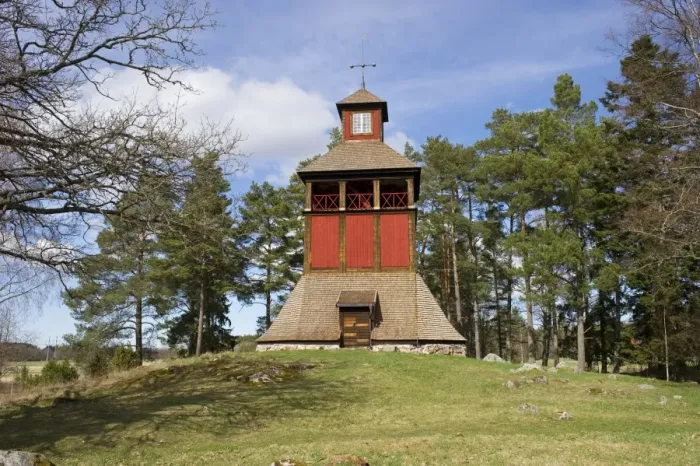 Framed Print : Freestanding church belltower, Tensta Church, Uppsala County, Uppland, Sweden, april Framed Print : Freestanding church belltower, Tensta Church, Uppsala County, Uppland, Sweden, april