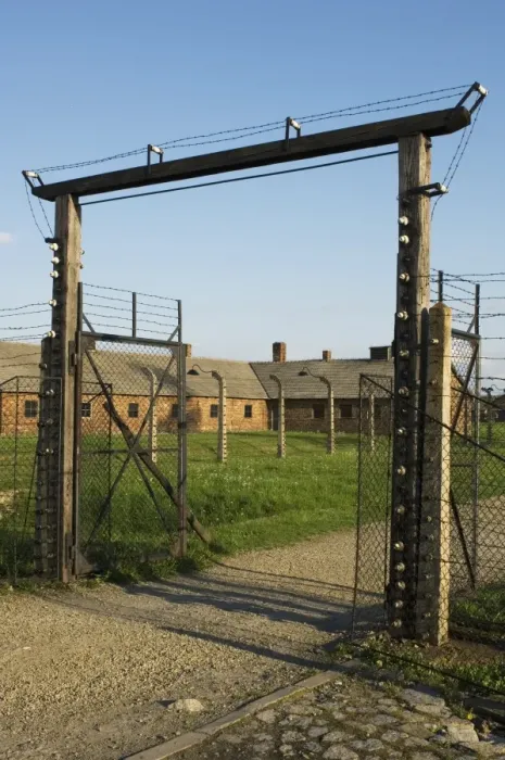 Framed Print : Gateway into concentration and extermination camp, Auschwitz Birkenau, Poland Framed Print : Gateway into concentration and extermination camp, Auschwitz Birkenau, Poland