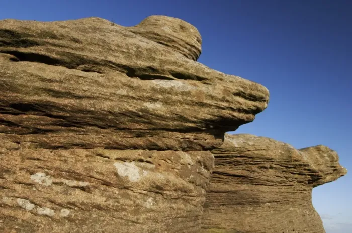 Framed Print : Gritstone rock formation, Curbar Edge, Peak District, Derbyshire, England, march Framed Print : Gritstone rock formation, Curbar Edge, Peak District, Derbyshire, England, march