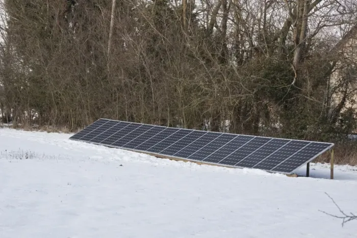 Framed Print : Ground mounted solar panels in winter snow Framed Print : Ground mounted solar panels in winter snow