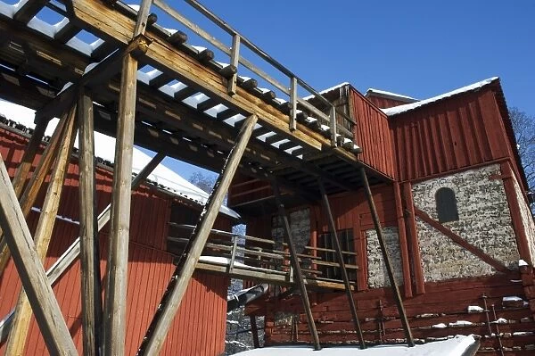 Historic ironworks in snow, Engelsberg Ironworks, Angelsberg, Fagersta Municipality, Vastmanland, Sweden, february