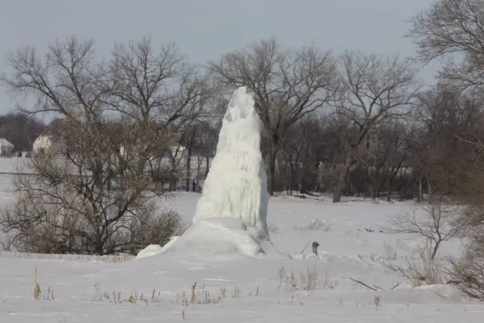 Framed Print : Ice formed at leaking water well in freezing temperatures, North Dakota, U. S. A. february Framed Print : Ice formed at leaking water well in freezing temperatures, North Dakota, U. S. A. february