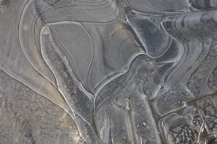 Framed Print : Ice, patterns in frozen puddle, Sweden