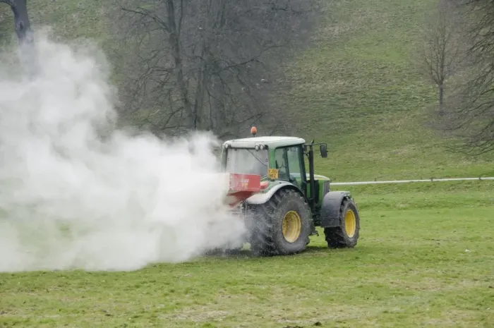 Framed Print : John Deere 6420S tractor and spreader, spreading Calciprill granular lime on grassland, Bolton Abbey, North Yorkshire Framed Print : John Deere 6420S tractor and spreader, spreading Calciprill granular lime on grassland, Bolton Abbey, North Yorkshire