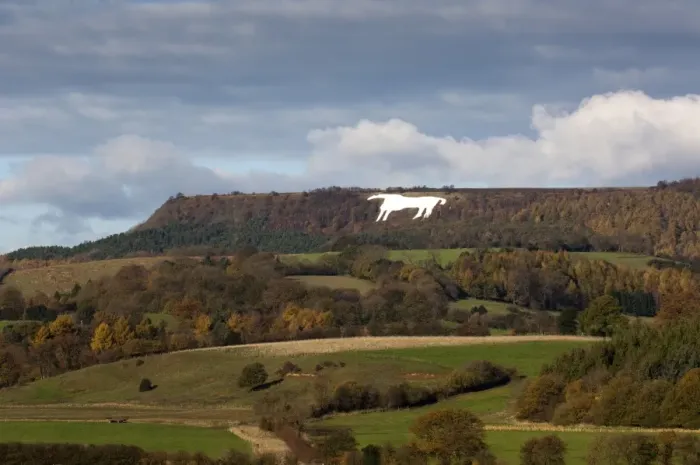 Framed Print : Kilburn White Horse hill figure on hillside, near Kilburn, Vale of York, North Yorkshire, England, november Framed Print : Kilburn White Horse hill figure on hillside, near Kilburn, Vale of York, North Yorkshire, England, november