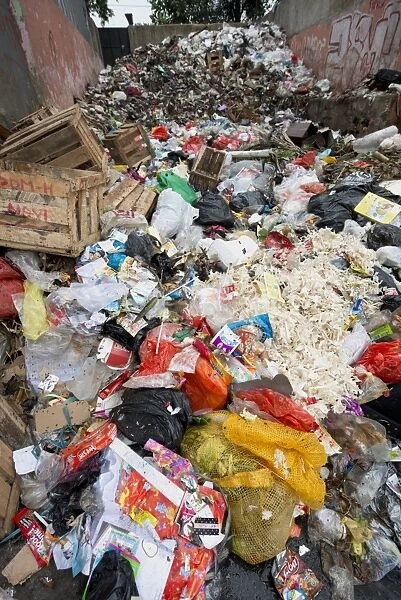 Large pile of rubbish in city, Manggarai District, Jakarta, Java, Indonesia, December