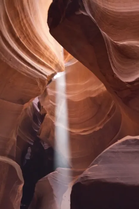Framed Print : Light beam in Upper Antelope Canyon was formed by erosion of Navajo Sandstone Framed Print : Light beam in Upper Antelope Canyon was formed by erosion of Navajo Sandstone