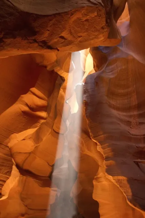 Framed Print : Light beam in Upper Antelope Canyon was formed by erosion of Navajo Sandstone Framed Print : Light beam in Upper Antelope Canyon was formed by erosion of Navajo Sandstone