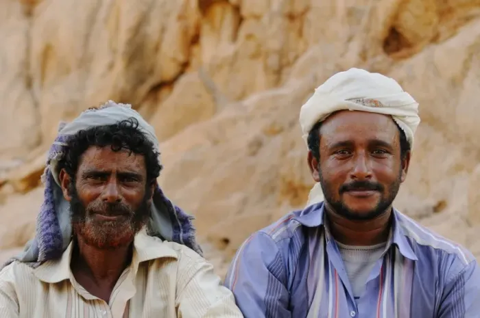 Framed Print : Two local men, close-up of heads, Socotra, Yemen, march Framed Print : Two local men, close-up of heads, Socotra, Yemen, march