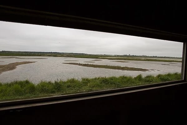 Looking out from Belpers Hide over Belpers and Main Lagoons and towards Orford, Suffolk