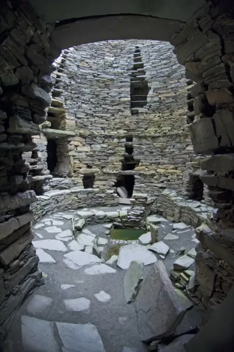 Framed Print : Looking into interior of Iron Age broch from doorway, Mousa Broch, Mousa, Shetland Islands, Scotland, summer