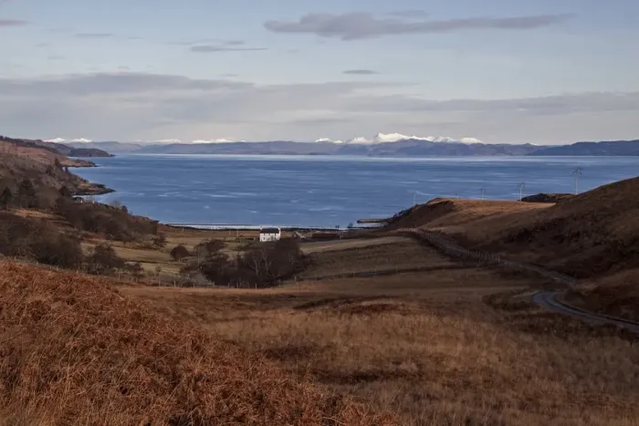Framed Print : Looking North East from Lagg, on the Isle of (Jura towards Inverawe in Argyll. )