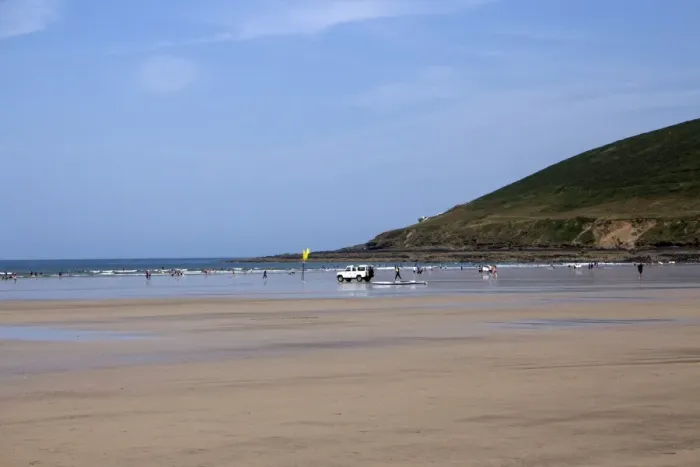 Framed Print : looking north over Saunton Sands beach at low tide. North Devon. Saunton Sand beach is a Unesco designated Biosphere Framed Print : looking north over Saunton Sands beach at low tide. North Devon. Saunton Sand beach is a Unesco designated Biosphere