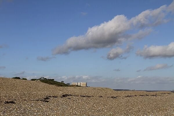 Looking north towards Sizewell A nuclear power station over shingle beach
