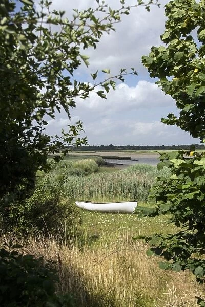 Looking out over the River Alde and marshland habitat at Iken, Suffolk