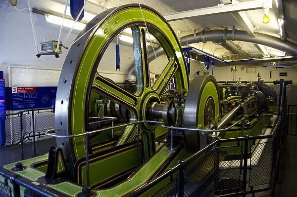 Machine room of bascule bridge, Tower Bridge, River Thames, London, England, april
