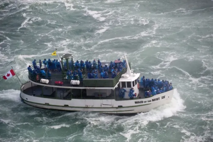 Framed Print : Maid of the Mist tour boat with tourists viewing waterfall, Horseshoe Falls, Niagara Falls, Niagara River, Ontario Framed Print : Maid of the Mist tour boat with tourists viewing waterfall, Horseshoe Falls, Niagara Falls, Niagara River, Ontario