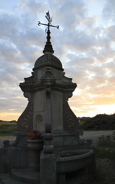 Memorial drinking fountain at sunset, Palmer Memorial, Bembridge Harbour, Bembridge, Isle of Wight, England, june