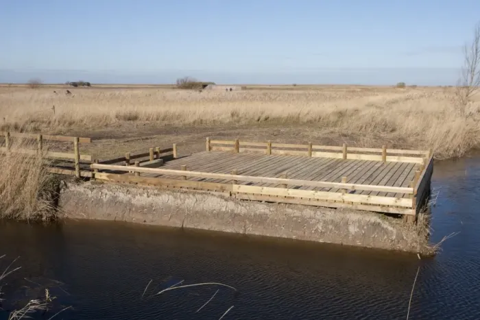 Framed Print : New pond-dipping platform in coastal marshland, Cley Marshes Reserve, Cley-next-the-Sea, Norfolk, England, February Framed Print : New pond-dipping platform in coastal marshland, Cley Marshes Reserve, Cley-next-the-Sea, Norfolk, England, February
