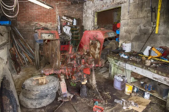 Framed Print : Old International 454 tractor in farm workshop, Sheffield, South Yorkshire, England, March Framed Print : Old International 454 tractor in farm workshop, Sheffield, South Yorkshire, England, March