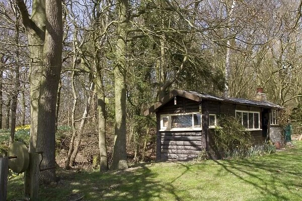 Old log cabin once used by woodsmen who maintained a mainly oak and hazel wood