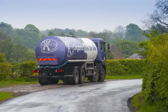 Framed Print : OMSCO Organic Milk Cooperative tanker, used for collecting organic milk, Chipping, Lancashire, England, may