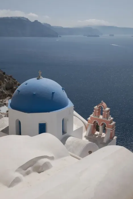 Framed Print : Orthodox church with blue dome, in town on coastal clifftop, Oia, Santorini, Cyclades, Aegean Sea, Greece, September Framed Print : Orthodox church with blue dome, in town on coastal clifftop, Oia, Santorini, Cyclades, Aegean Sea, Greece, September
