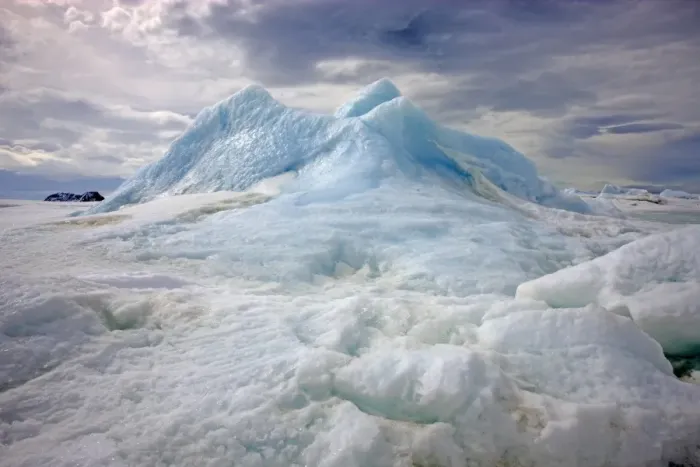 Framed Print : Pack ice and trapped blue iceberg, Devil Island, Weddell Sea, Antarctica, November