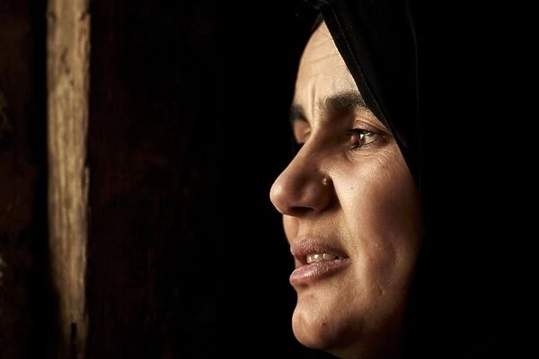 Palestinian refugee, woman, close-up of face, Palestinian refugee camp, Jerash, Jordan, november