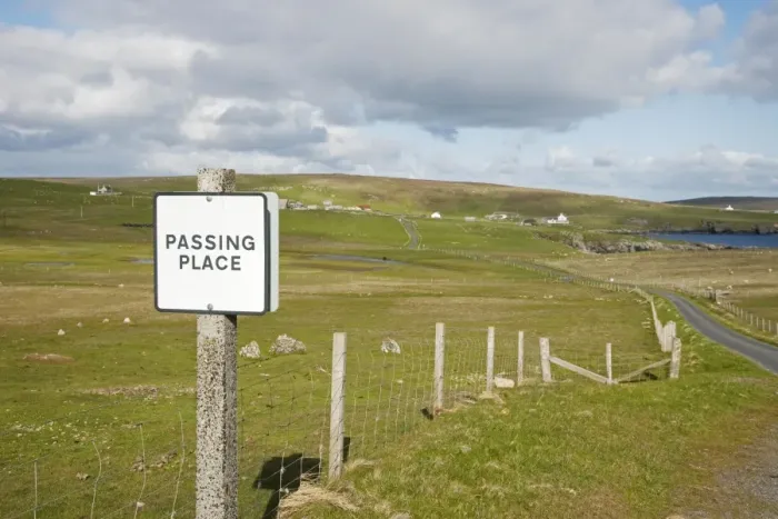 Framed Print : Passing Place sign on single track road, Fetlar, Shetland Islands, Scotland, June Framed Print : Passing Place sign on single track road, Fetlar, Shetland Islands, Scotland, June