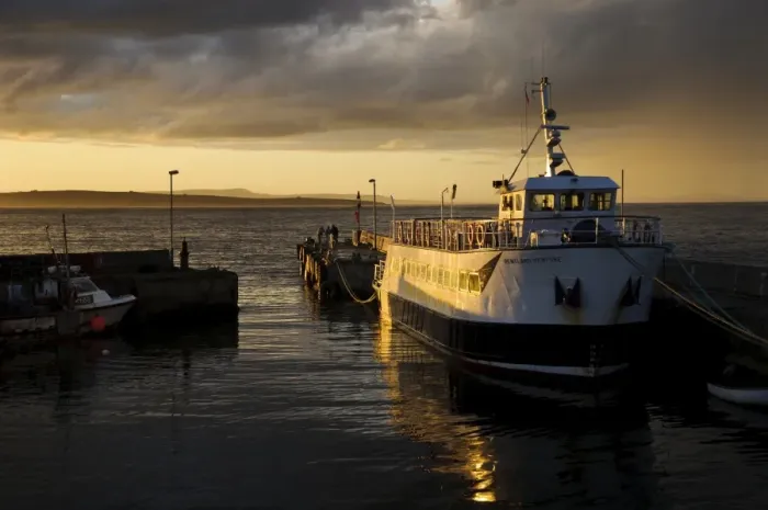 Framed Print : Pentland Venture passenger ferry moored in harbour at sunset, John o Groats, Caithness, Highlands, Scotland, August Framed Print : Pentland Venture passenger ferry moored in harbour at sunset, John o Groats, Caithness, Highlands, Scotland, August