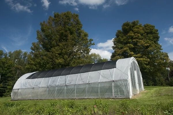 Plastic polytunnel for growing market vegetables, Pennsylvania, U. S. A. september