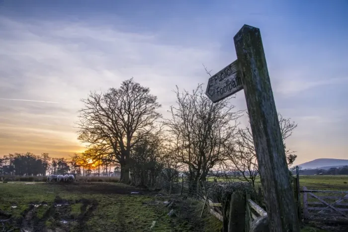 Framed Print : Public Footpath sign at edge of pasture with sheep, at sunset, Whitewell, Forest of Bowland, Lancashire, England Framed Print : Public Footpath sign at edge of pasture with sheep, at sunset, Whitewell, Forest of Bowland, Lancashire, England