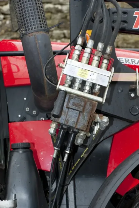 Framed Print : Quick release hydralic bracket on tractor for powering loader, England, october Framed Print : Quick release hydralic bracket on tractor for powering loader, England, october