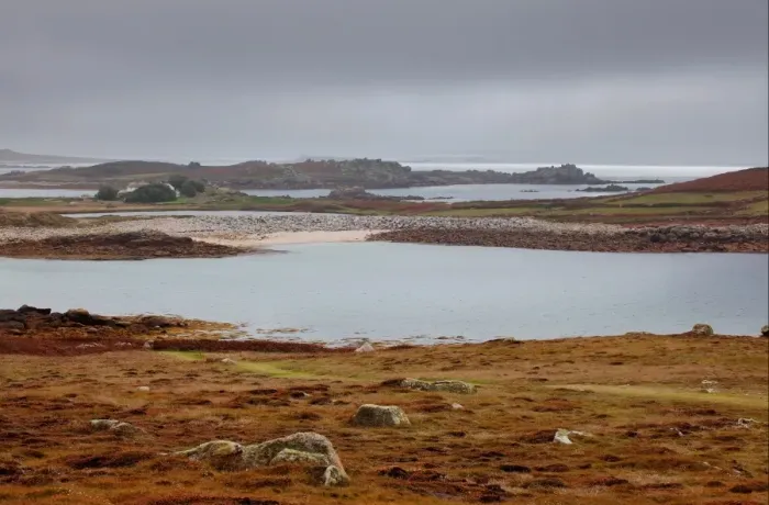 Framed Print : Rainclouds gathering over coastline, Hell Bay, Bryher, Isles of Scilly, England, september Framed Print : Rainclouds gathering over coastline, Hell Bay, Bryher, Isles of Scilly, England, september