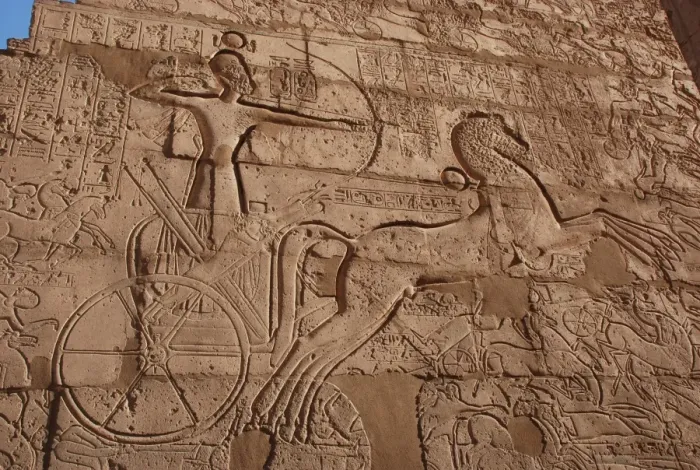 Framed Print : Relief showing Ramesses II on chariot slaying enemies, The Ramesseum (Mortuary Temple of Pharaoh Ramesses II) Framed Print : Relief showing Ramesses II on chariot slaying enemies, The Ramesseum (Mortuary Temple of Pharaoh Ramesses II)