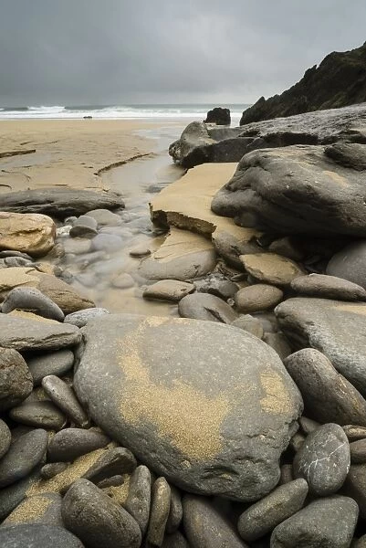 Rocks and pebbles on beach, Coumeenole Beach, Coumeenole North, Dingle Peninsula, County Kerry, Munster, Ireland