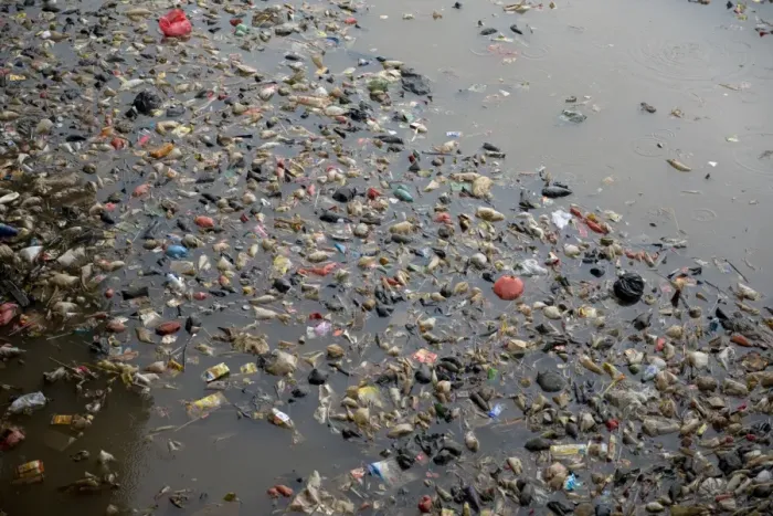 Framed Print : Rubbish floating on river in city, Manggarai District, Jakarta, Java, Indonesia, December Framed Print : Rubbish floating on river in city, Manggarai District, Jakarta, Java, Indonesia, December