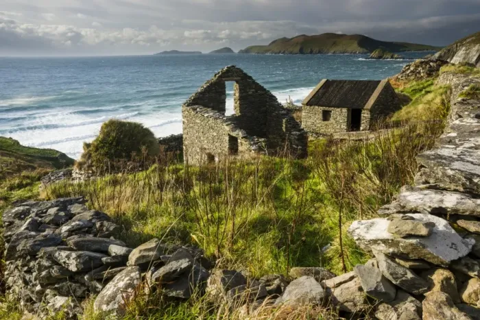 Framed Print : Ruined coastal dwelling and farm buildings, Coumeenole, Slea Head, Dingle Peninsula, County Kerry, Munster, Ireland Framed Print : Ruined coastal dwelling and farm buildings, Coumeenole, Slea Head, Dingle Peninsula, County Kerry, Munster, Ireland