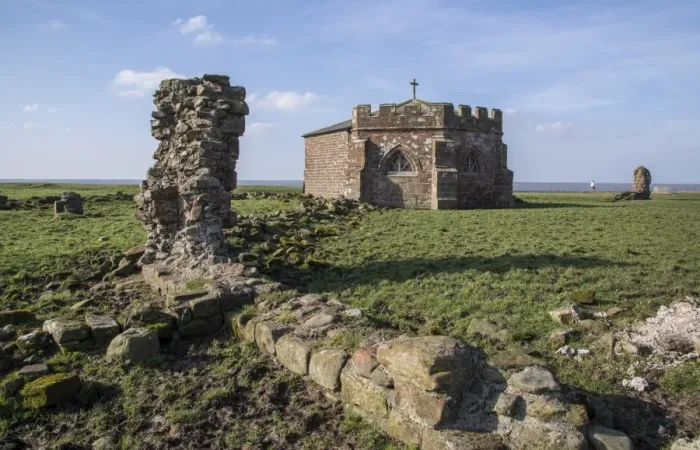 Framed Print : Ruined wall and chapterhouse on site of former abbey, Cockersand Abbey, near Cockerham, Lancashire, England, February Framed Print : Ruined wall and chapterhouse on site of former abbey, Cockersand Abbey, near Cockerham, Lancashire, England, February