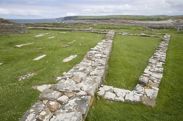 Ruins of ancient Norse settlement, Brough of Birsay, Mainland, Orkney, Scotland, june