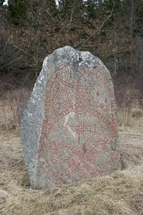 Framed Print : Rune stone, Enberga, Uppland, Sweden, april Framed Print : Rune stone, Enberga, Uppland, Sweden, april