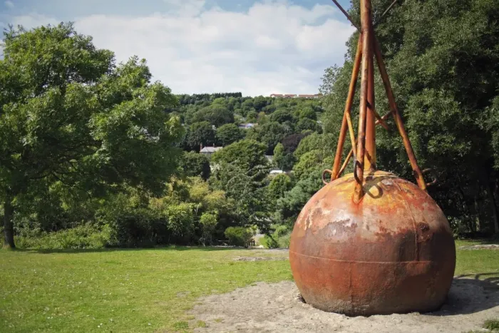 Framed Print : Rusty buoy in coastal botanic gardens with sheltered microclimate, Ventnor Botanic Garden, Ventnor, Isle of Wight Framed Print : Rusty buoy in coastal botanic gardens with sheltered microclimate, Ventnor Botanic Garden, Ventnor, Isle of Wight
