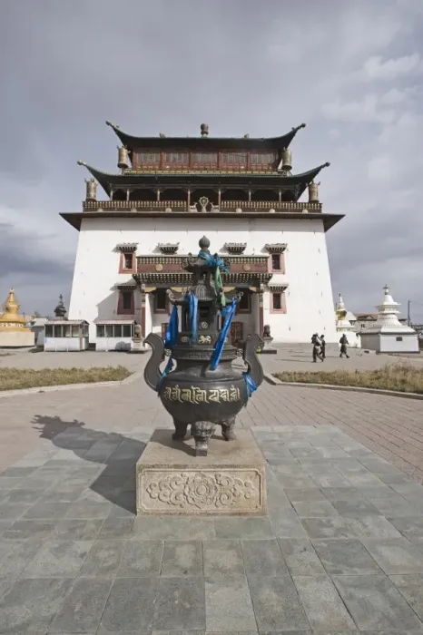Framed Print : Sacred urn in front of Buddhist monastery, Gandan Monastery, Ulan Bator, Mongolia, september Framed Print : Sacred urn in front of Buddhist monastery, Gandan Monastery, Ulan Bator, Mongolia, september