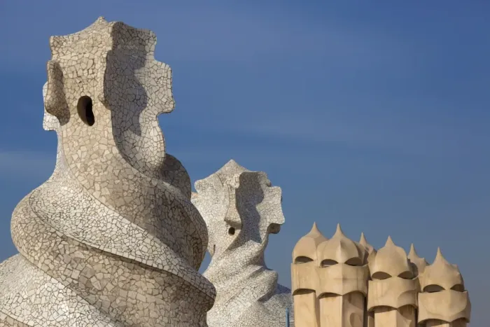 Framed Print : Sculptures on roof of building designed by architect Antoni Gaudi, Casa Mila, Barcelona, Catalonia, Spain, June Framed Print : Sculptures on roof of building designed by architect Antoni Gaudi, Casa Mila, Barcelona, Catalonia, Spain, June
