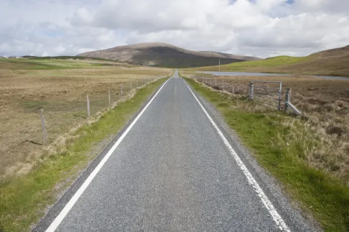 Framed Print : Single track road, Mainland, Shetland Islands, Scotland, June Framed Print : Single track road, Mainland, Shetland Islands, Scotland, June