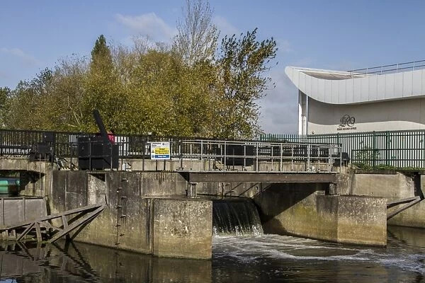 The Sluice gates on the River Chelmer at Chelmsford Essex