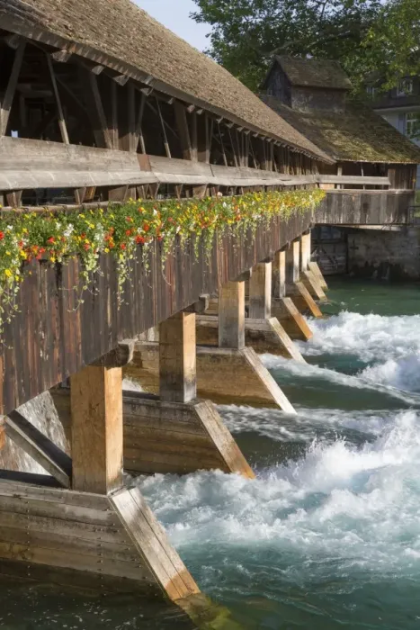 Framed Print : Sluice gates on river, River Aare, Thun, Bernese Oberland, Switzerland, June Framed Print : Sluice gates on river, River Aare, Thun, Bernese Oberland, Switzerland, June
