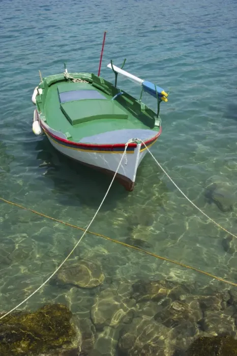 Framed Print : Small fishing boat moored in shallow water, Pigadia, Karpathos, Dodecanese Islands, Aegean Sea, Greece, July Framed Print : Small fishing boat moored in shallow water, Pigadia, Karpathos, Dodecanese Islands, Aegean Sea, Greece, July