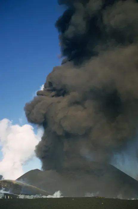 Framed Print : Smoke and ash column raising from erupting volcano, Eldfell Volcano, Heimaey, Westmann Isles, Iceland, 1973 Framed Print : Smoke and ash column raising from erupting volcano, Eldfell Volcano, Heimaey, Westmann Isles, Iceland, 1973